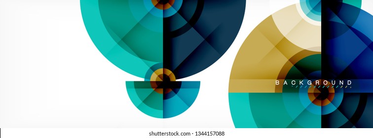 Round circles and triangles abstract background, vector illustration