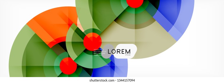 Circulos redondos y triángulos de fondo abstracto, ilustración vectorial