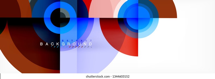 Round circles and triangles abstract background, vector illustration