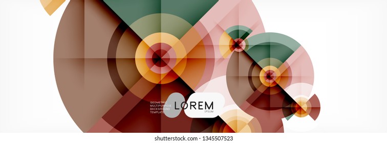 Round circles and triangles abstract background, vector illustration
