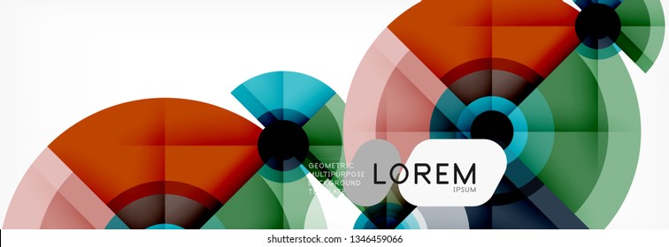 Circulos redondos y triángulos de fondo abstracto, ilustración vectorial