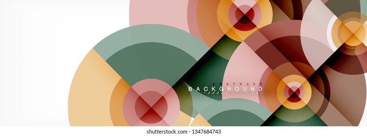Circulos redondos y triángulos de fondo abstracto, ilustración vectorial