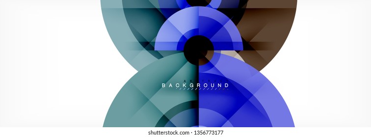 Round circles and triangles abstract background, vector illustration