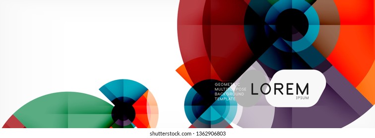 Round circles and triangles abstract background, vector illustration