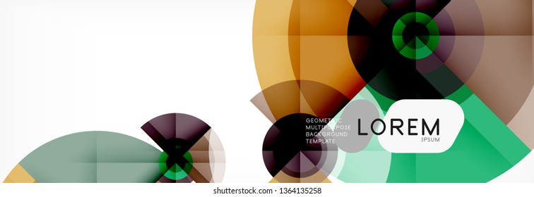 Round circles and triangles abstract background, vector illustration