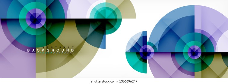 Round circles and triangles abstract background, vector illustration