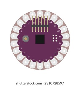 Round Circuit Board Vector Illustration: Showcasing the Fusion of Innovation and Aesthetics in a Captivating Circular Design for Electronics.