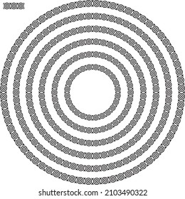 Round circular border pattern in a range of sizes, ideal for vintage label design.