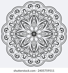 ilustración circular circular de órnament mandala vectorial.