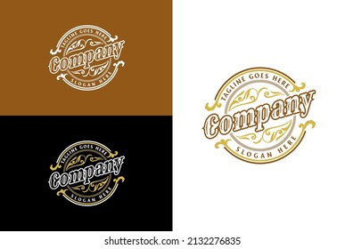 Round Circular Vintage Steampunk Badge Emblem Label Stamp Logo Design Vector