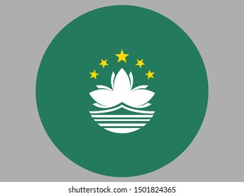 Round cirlce National flag of Macau. original colors and proportion. Simply vector illustration, from countries flag set. Isolated on gray background 