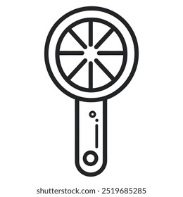 A round citrus juicer with a handle, designed for extracting juice from fruits like lemons.