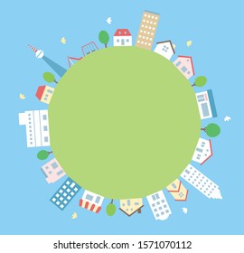 round city frame houses and buildings