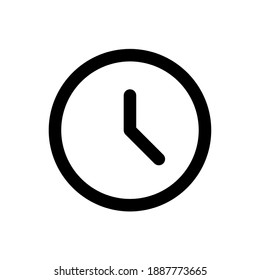 Round classic clock outline icon isolated on white background.