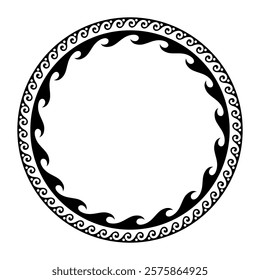 Round classic greek frame. Greek wave meander. Circle european border. Patterns of Greece, ancient Rome. In the form of wave. Vitruvian wave. For card, textile, engraving, embroidery, porcelain