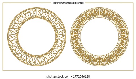 Round classic ornamental frames and circles, in a beautiful, simple, and elegant style based on the metal works of the eiffel tower in France, Paris