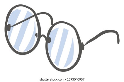 A round clear glass with black frame vector color drawing or illustration