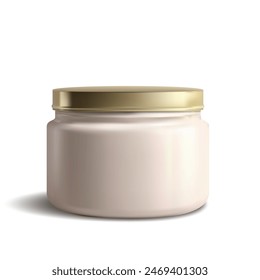 Round Clear Plastic Cosmetic Jar Mockup. Cream Container. EPS10 Vector