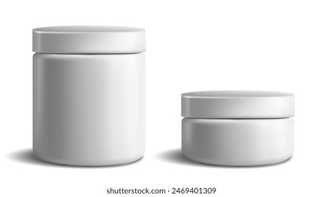 Round Clear Plastic Cosmetic Jar Mockup. Cream Container. EPS10 Vector