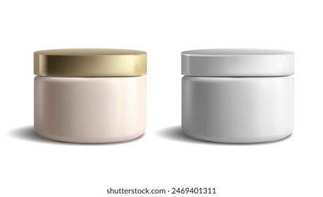 Round Clear Plastic Cosmetic Jar Mockup. Cream Container. EPS10 Vector