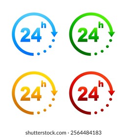 Round the clock. 24 hours icon. Vector illustration