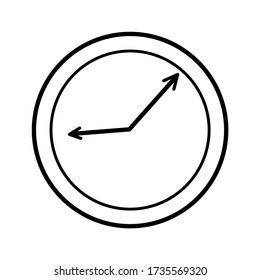 
reloj redondo con icono de flechas sobre fondo blanco. Ilustración vectorial simple
