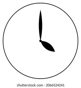 Round clock with black hands without signs. Fashionable design for wall or wristwatches. Vector icon, outline, isolated. Editable stroke.