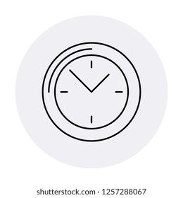 round clock flat line icon in grey circle on white background for web and mobile app. vector illustration easy to edit and customize. eps 10