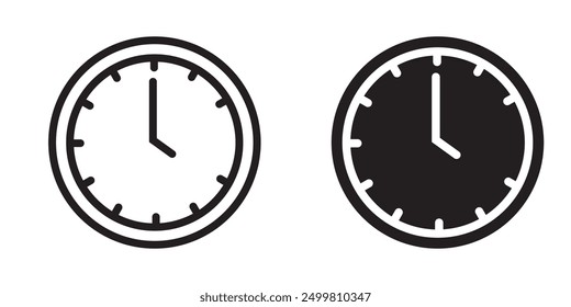 Flatline-Symbol rund um die Uhr für Apps, Logo, Websites. Uhrsymbol, Vektor, Silhouette. Uhr, Symbol der runden Wanduhr, Vektor. Vektoruhrsymbol. Vektorgrafik.