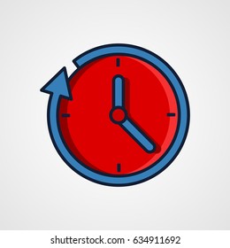 Round the clock flat style icon. Vector illustration