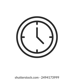 Runde Uhr mit Händen, lineares Stilikon. Wanduhr. Bearbeitbare Strichbreite