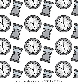 round clock hourglass time symbol background