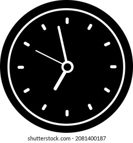 Runde Uhr Symbol, schwarze Silhouette. Auf weißem Hintergrund hervorgehoben. Vektorgrafik. Eine Reihe von Unternehmenssymbole.
