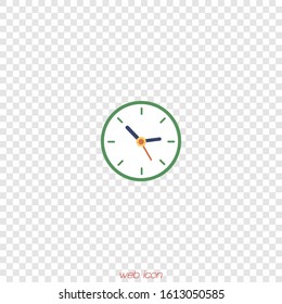 Round clock icon in a flat style. Vector graphics.