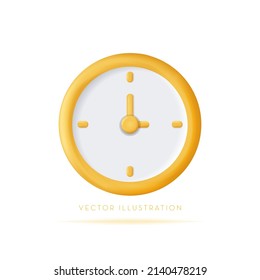 Round clock icon. Timekeeping , measurement of time, timer, time management, deadline concept. 3d vector icon in cartoon minimal style