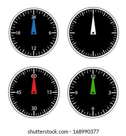 Round clock icons set