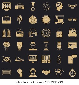 Round clock icons set. Simple style of 36 round clock vector icons for web for any design