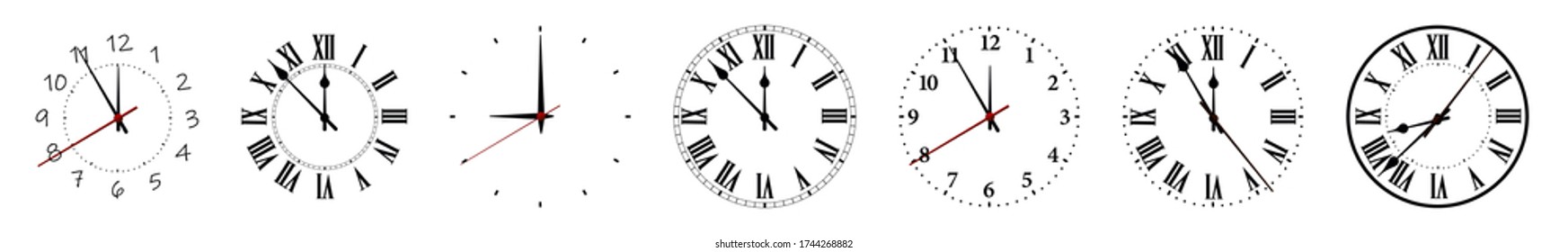 Round clock isolated on white background. Minimal concept. Flat lay. Vector illusration EPS 10