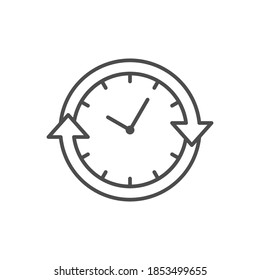 Icono redondear el contorno de la línea del reloj