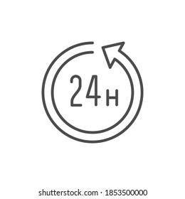 Round the clock line outline icon
