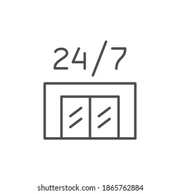 Round the clock line outline icon