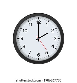 Round Clock Mockup Isolated on White Background, 2 O'clock. Vector Illustration