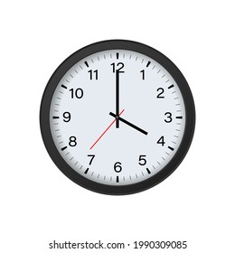 Round Clock Mockup Isolated on White Background, 4 O'clock. Vector Illustration