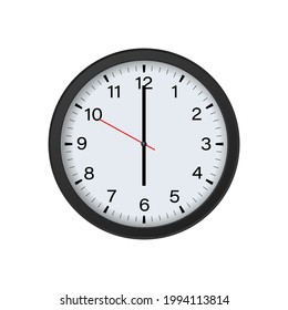 Round Clock Mockup Showing 6 O'clock Isolated on White Background. Vector Illustration