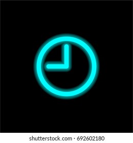 Round Clock At Nine Oclock  Blue Glowing Neon Ui Ux Icon. Glowing Sign Logo Vector