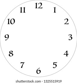 Round clock with numbers, modern design.