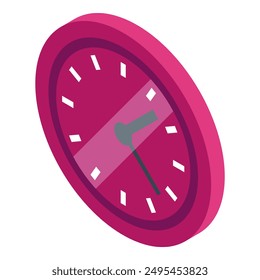 Round clock showing time passing by isometric icon isolated on white background