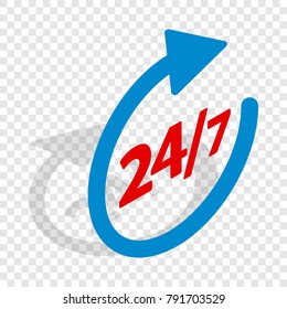 Round clock support isometric icon 3d on a transparent background vector illustration