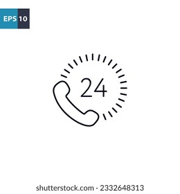 Round the clock support outline icon Vector illustration