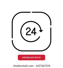 Round the clock symbol, store outline vector icon. Modern, simple flat vector illustration for web site or mobile app